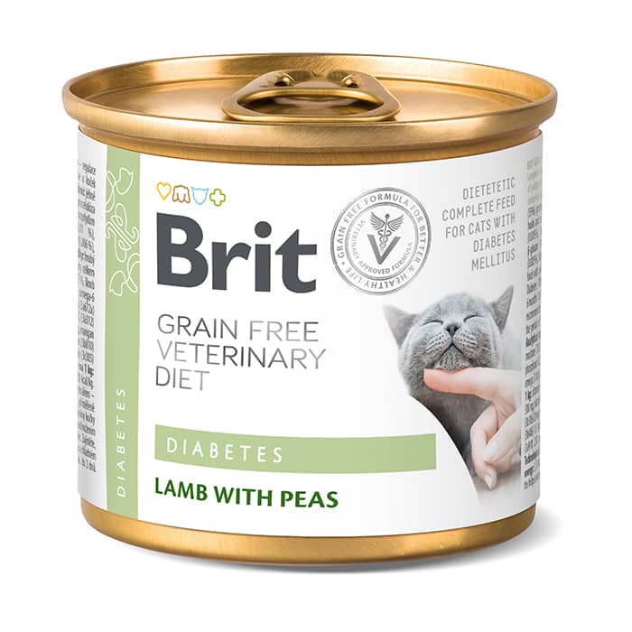 Brit Veterinary Diet Diabetes veterinārie konservi kaķiem diabētam 200 g
